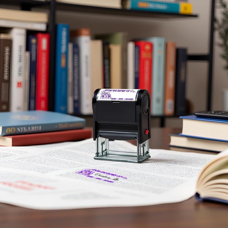 Bertiveny from-The-Library-of Self-Inking Book-Stamps for Teacher-Stamps for Grading Book Stamp for Ex Libris Stamps School Classroom Supply (from The Library of-Purple) - Image 4